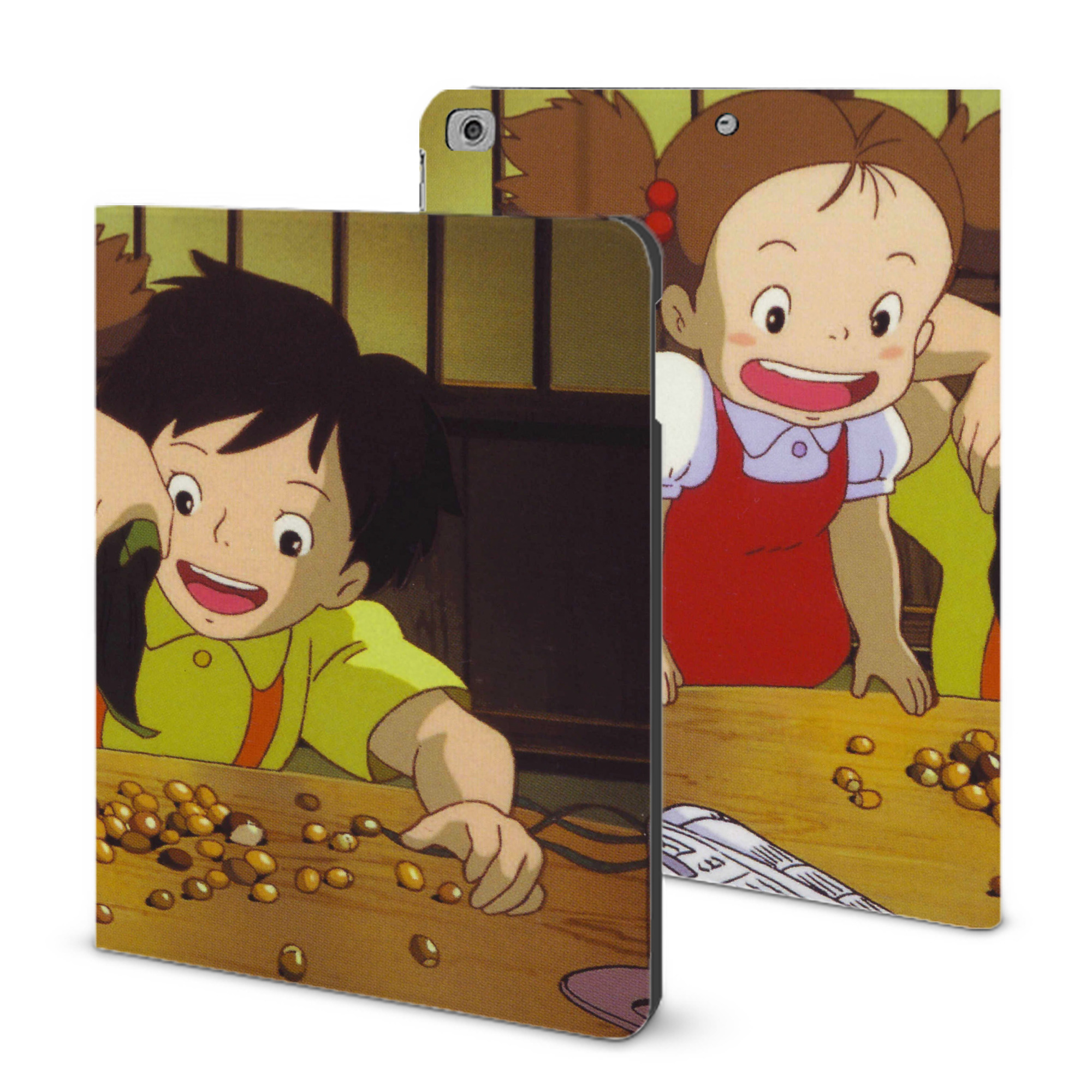 （画像用） となりのトトロ 草壁メイ 草壁サツキ My Neighbor Totoro Satsuki Kusakabe Mei Kusakabe IPad ケース ブック型 PUレザー TPU 耐衝撃 軽量 薄型 ペン収納なし 全面保護 IPad 各モデル対応